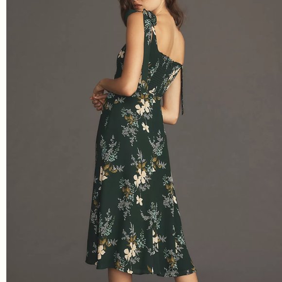 BEST Reformation Twilight Midi Dress - Portia Green Floral Wedding Cocktail Part - Picture 4 of 9